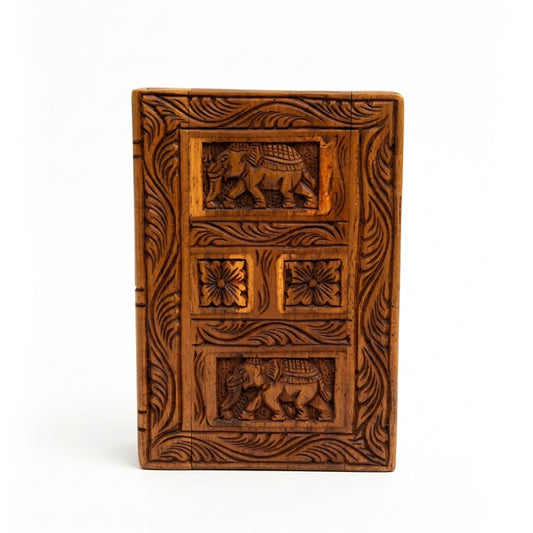 Elephant &amp; Nelum Wooden Decorative Box