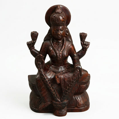 God Dhanaluxmi Wooden Statue