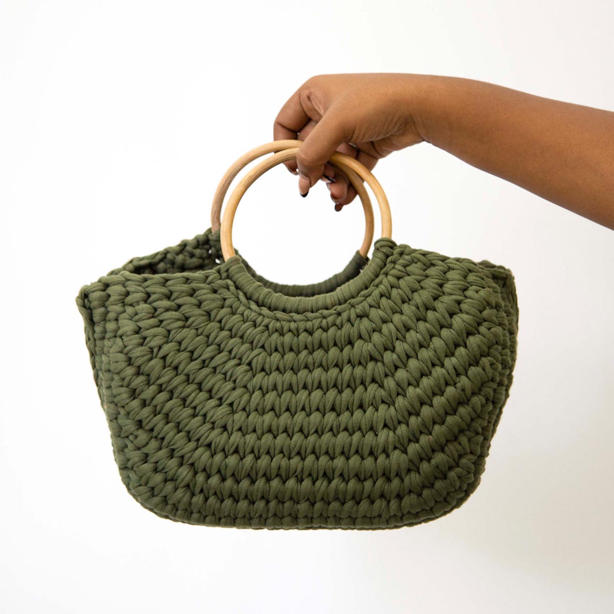 Olive Green Crochet Handbag