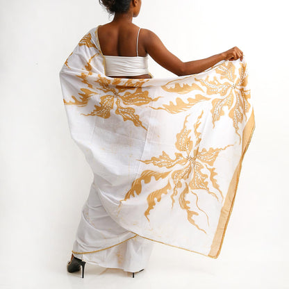 Gold Foliage Batik Saree
