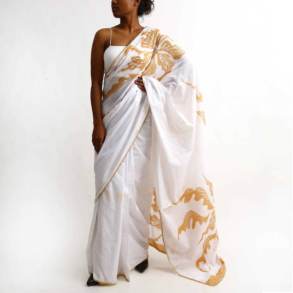 Gold Foliage Batik Saree