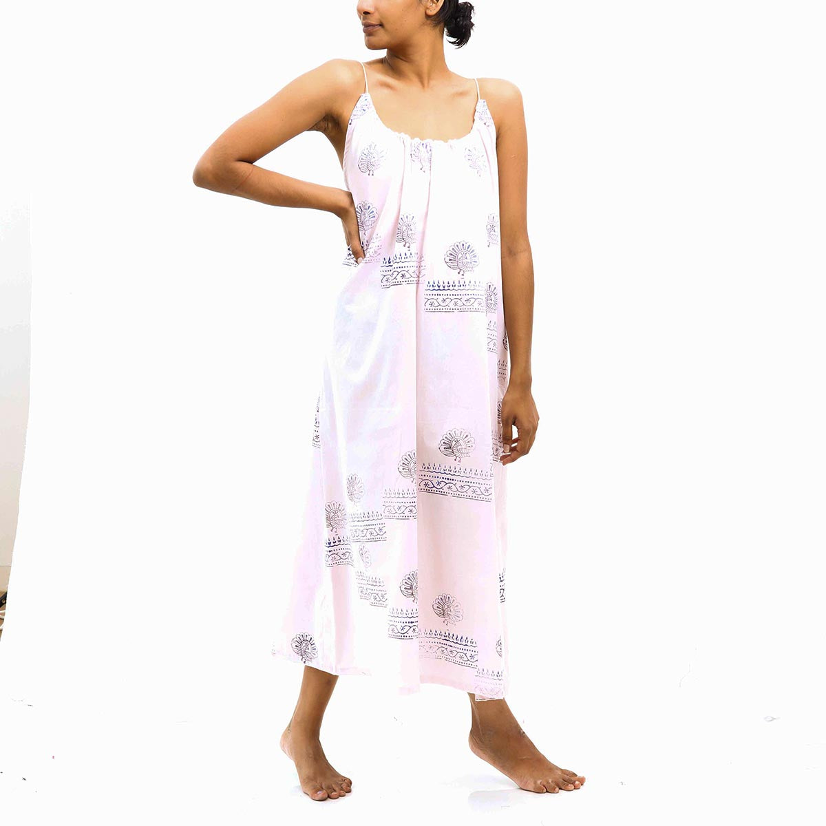 Beige Block Printed Cami Dress