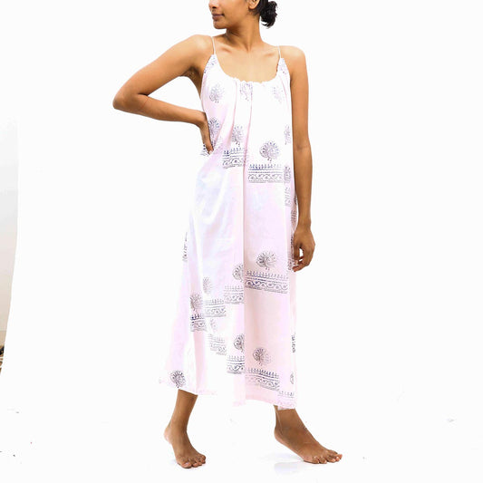 Beige Block Printed Cami Dress