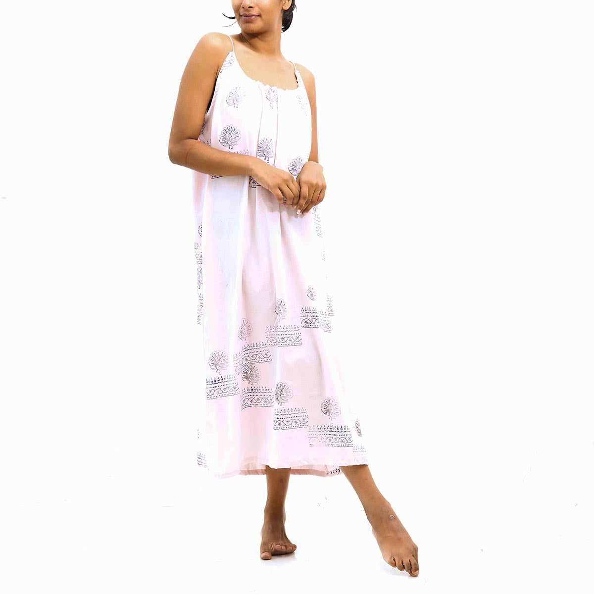 Beige Block Printed Cami Dress