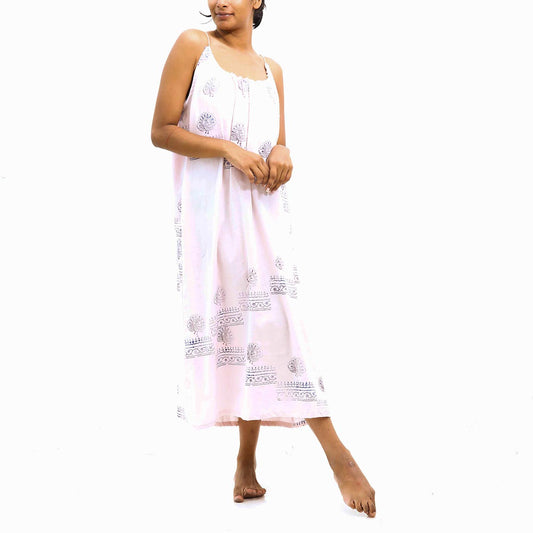 Beige Block Printed Cami Dress