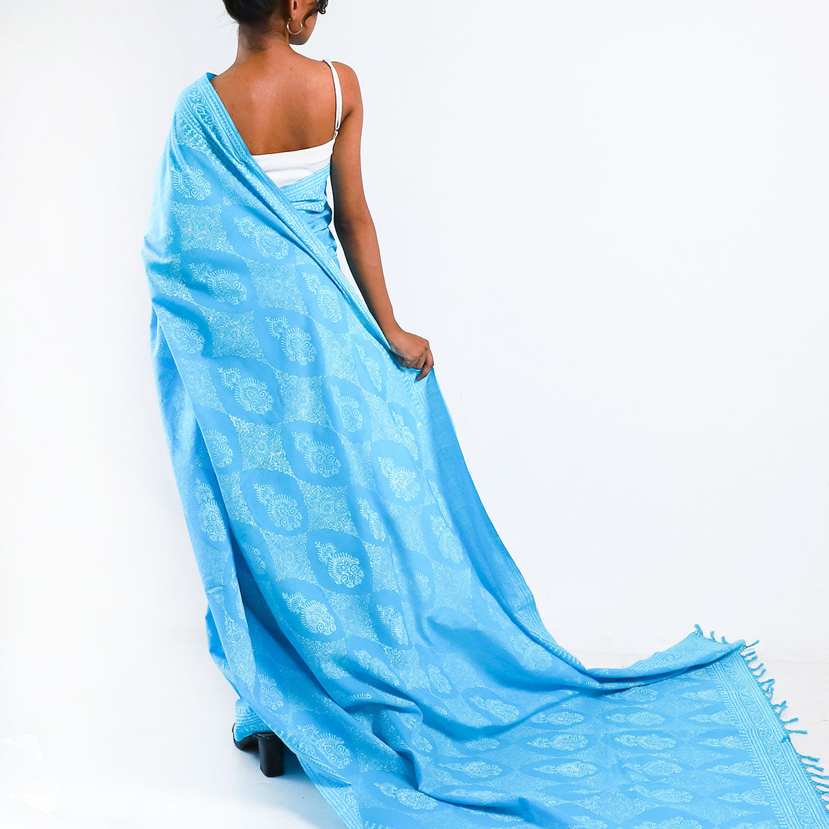 Sapphire Symphony Block Printed Saree