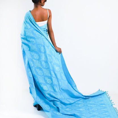 Sapphire Symphony Block Printed Saree