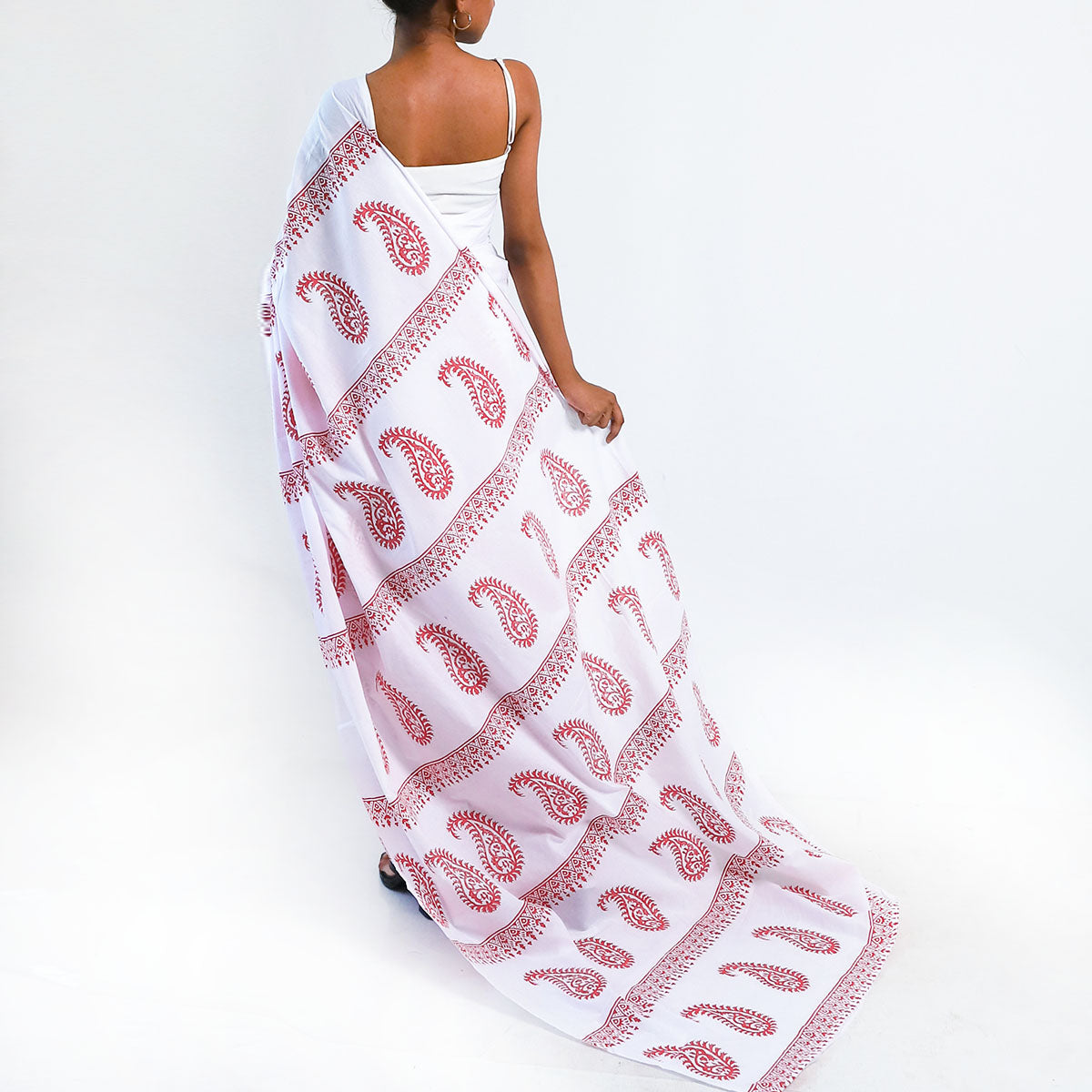 Ruby Cascade Block Printed Saree