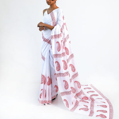 Ruby Cascade Block Printed Saree