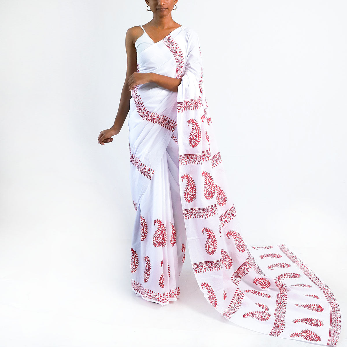 Ruby Cascade Block Printed Saree