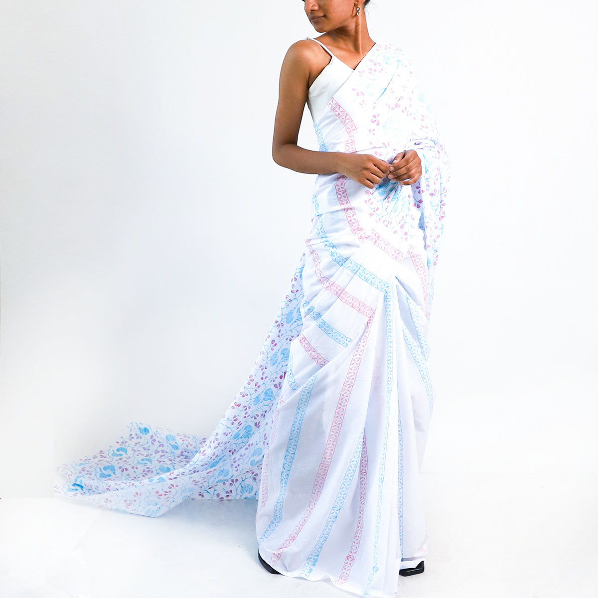 Rose Quartz Block Printed Saree