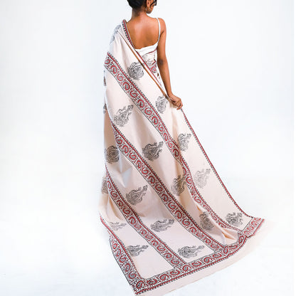 Sunlit Meadow Block Printed Saree
