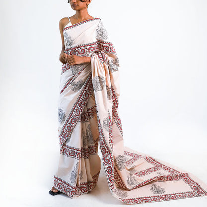 Sunlit Meadow Block Printed Saree