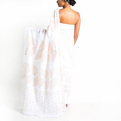 Swan Lake Block Printed Saree