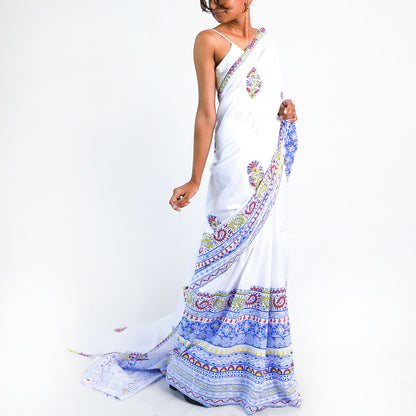 Azure Dreams Block Printed Saree