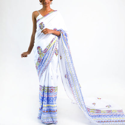 Azure Dreams Block Printed Saree