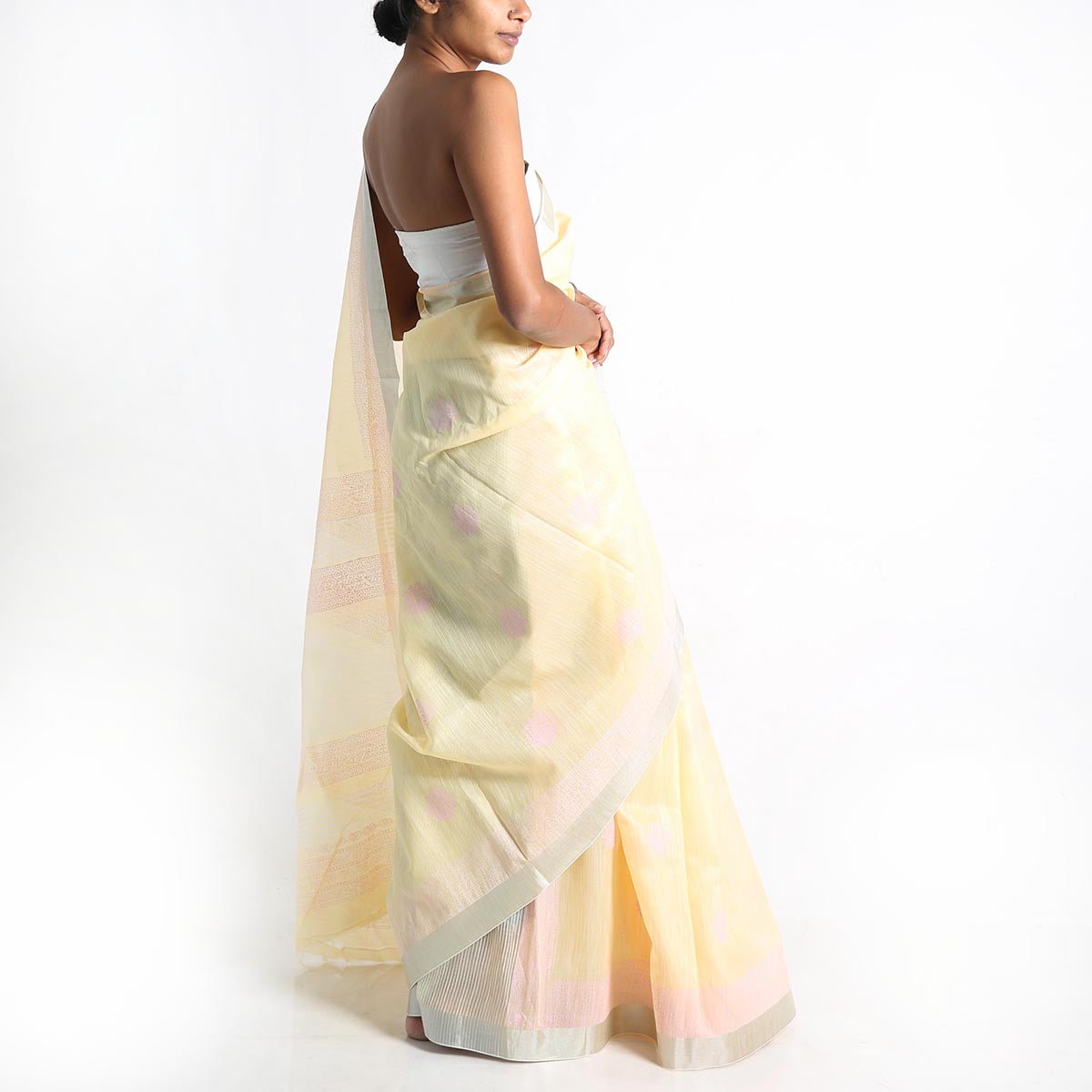 Yellow Mellow Block Printed Saree