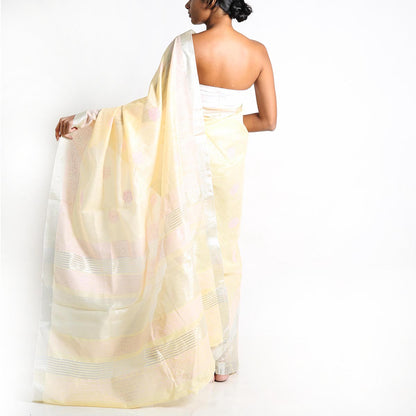 Yellow Mellow Block Printed Saree