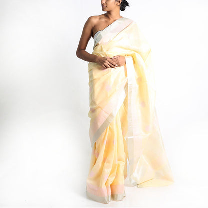 Yellow Mellow Block Printed Saree