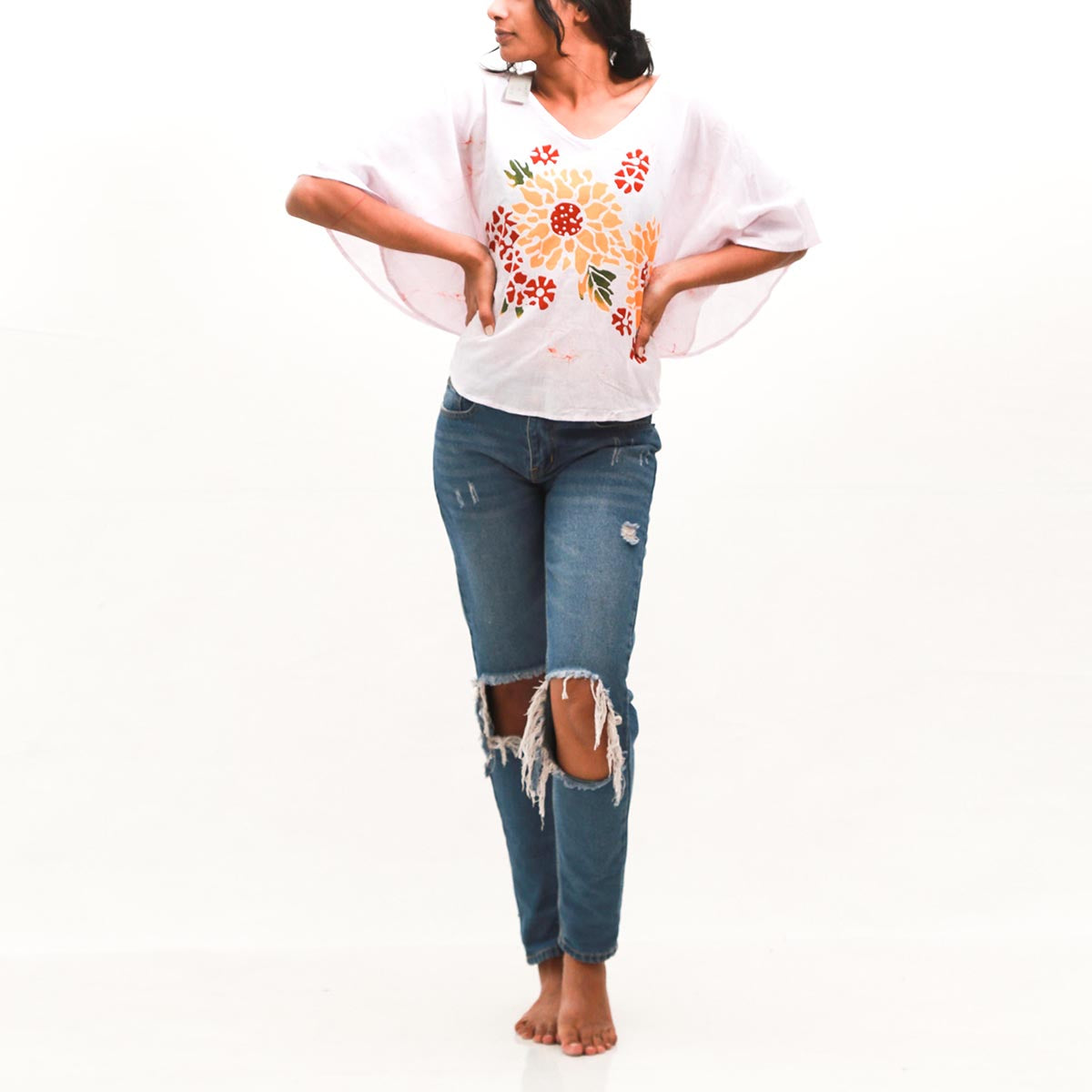 Sunflower Batik Poncho Top