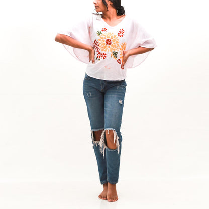 Sunflower Batik Poncho Top