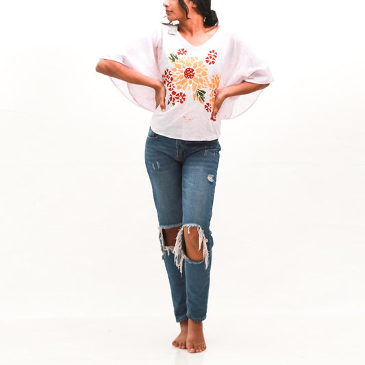 Sunflower Batik Poncho Top