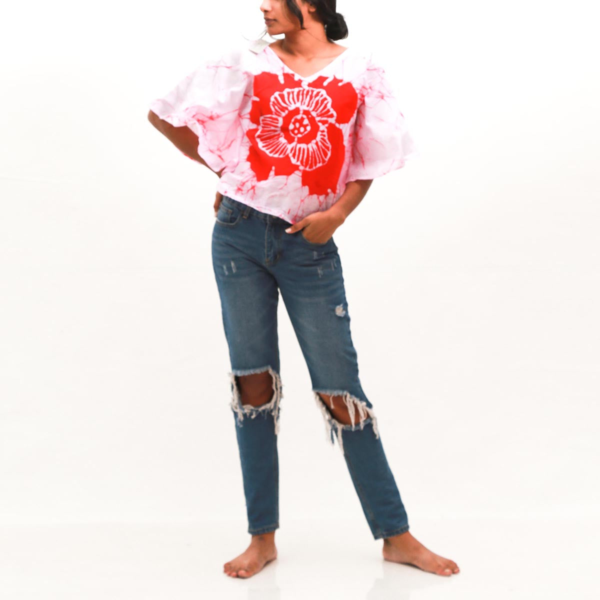 Rose Batik Poncho Top