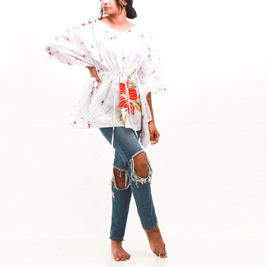 Hibiscus Batik Poncho Top