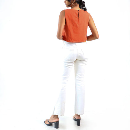 Sleeveless Brick Orange Top