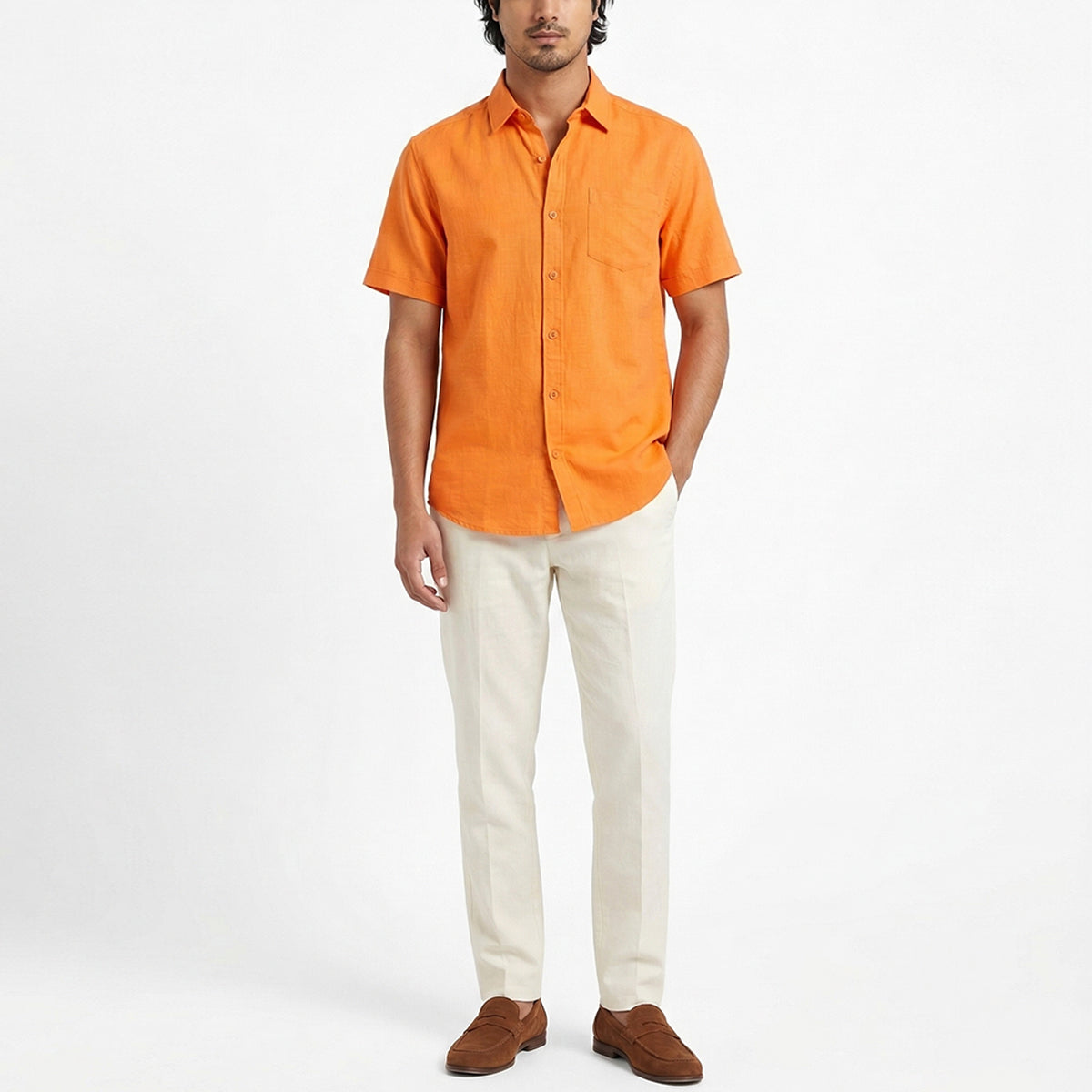 Orange Linen Shirt