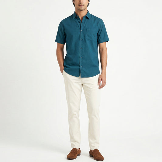 Peacock Green Linen Shirt