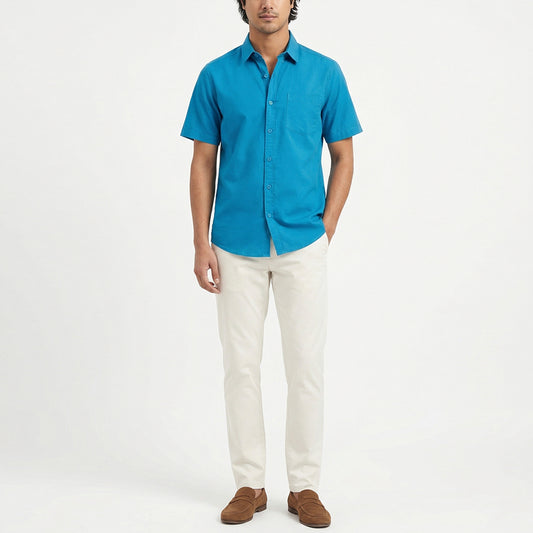Ocean Blue Linen Shirt