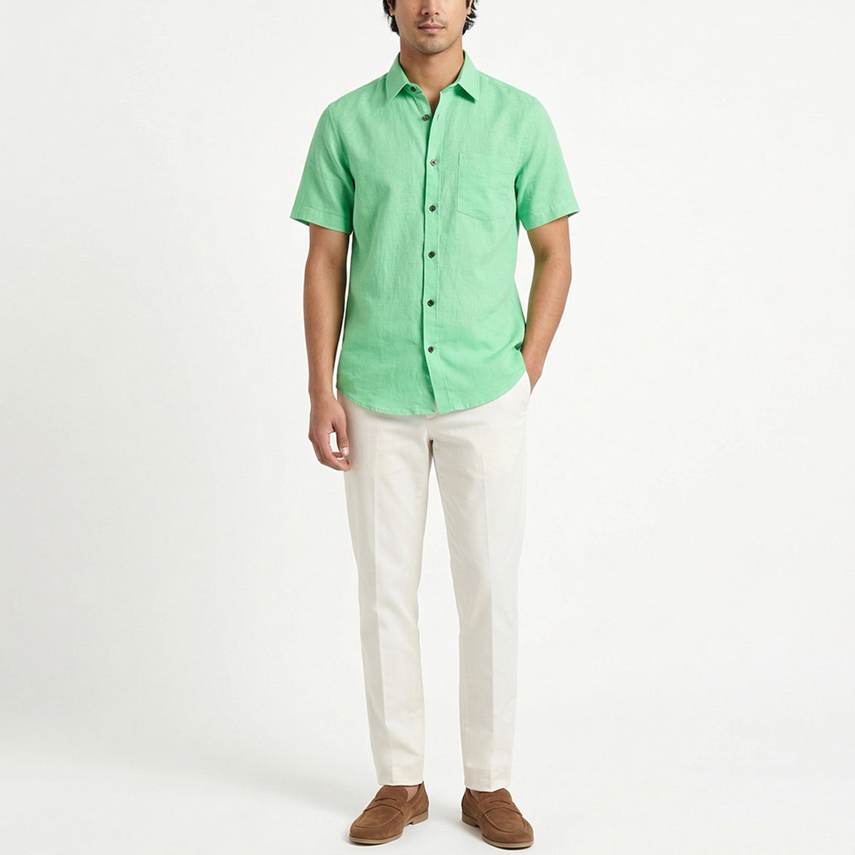 Lime Green Linen Shirt