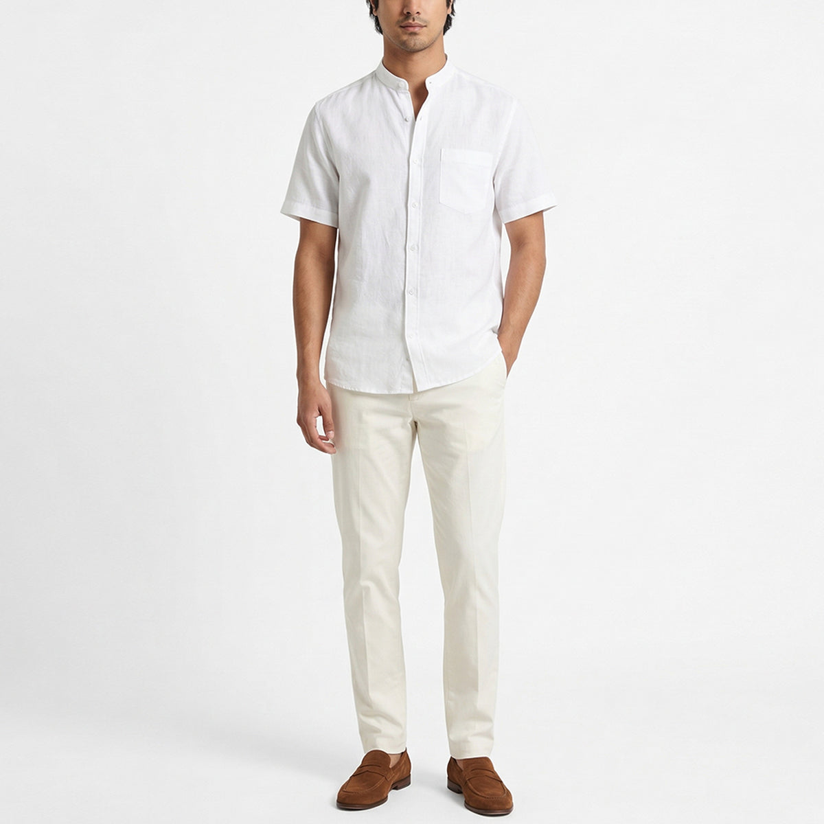 Ivory White Mandarin Shirt