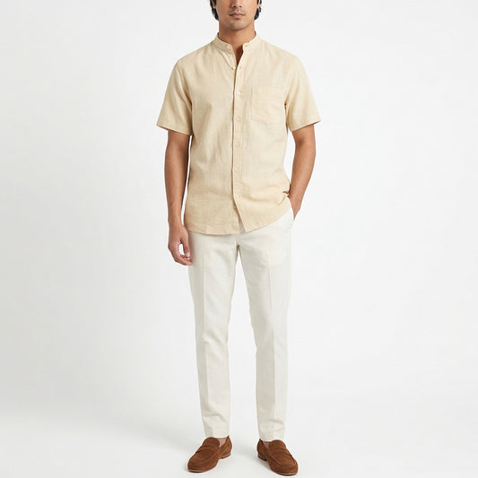 Sand Beige Mandarin Shirt