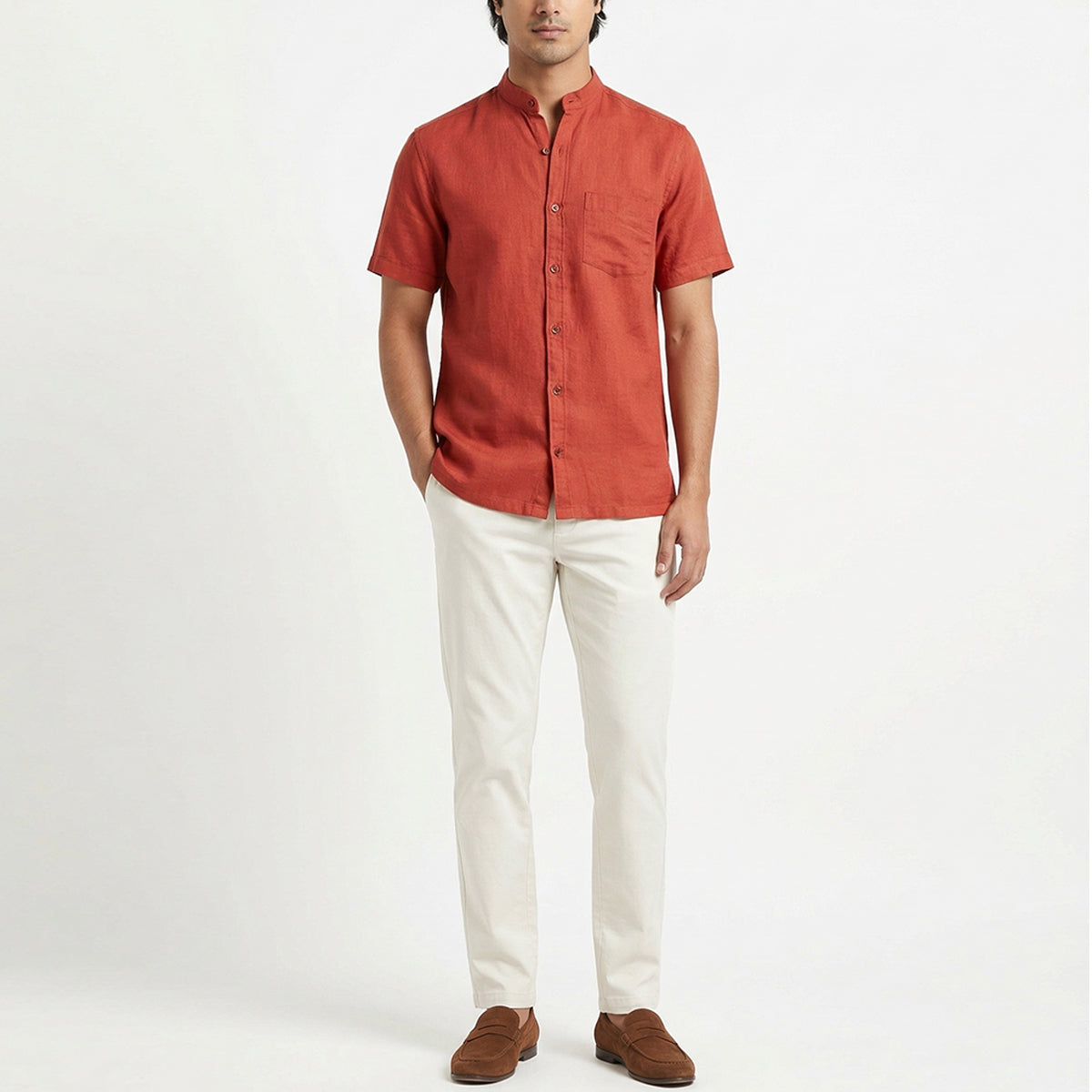 Sunset Orange Mandarin Shirt