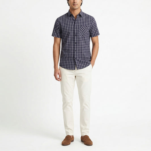 Midnight Grid Linen Shirt
