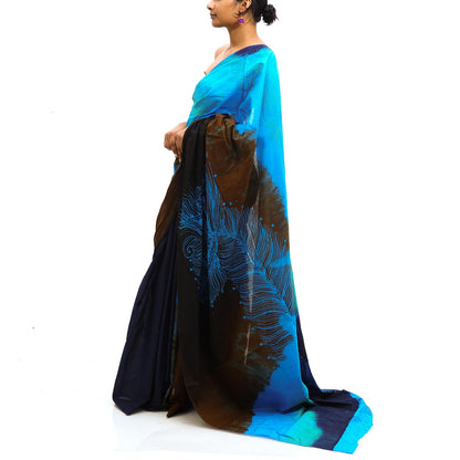 Cyan Batik Saree
