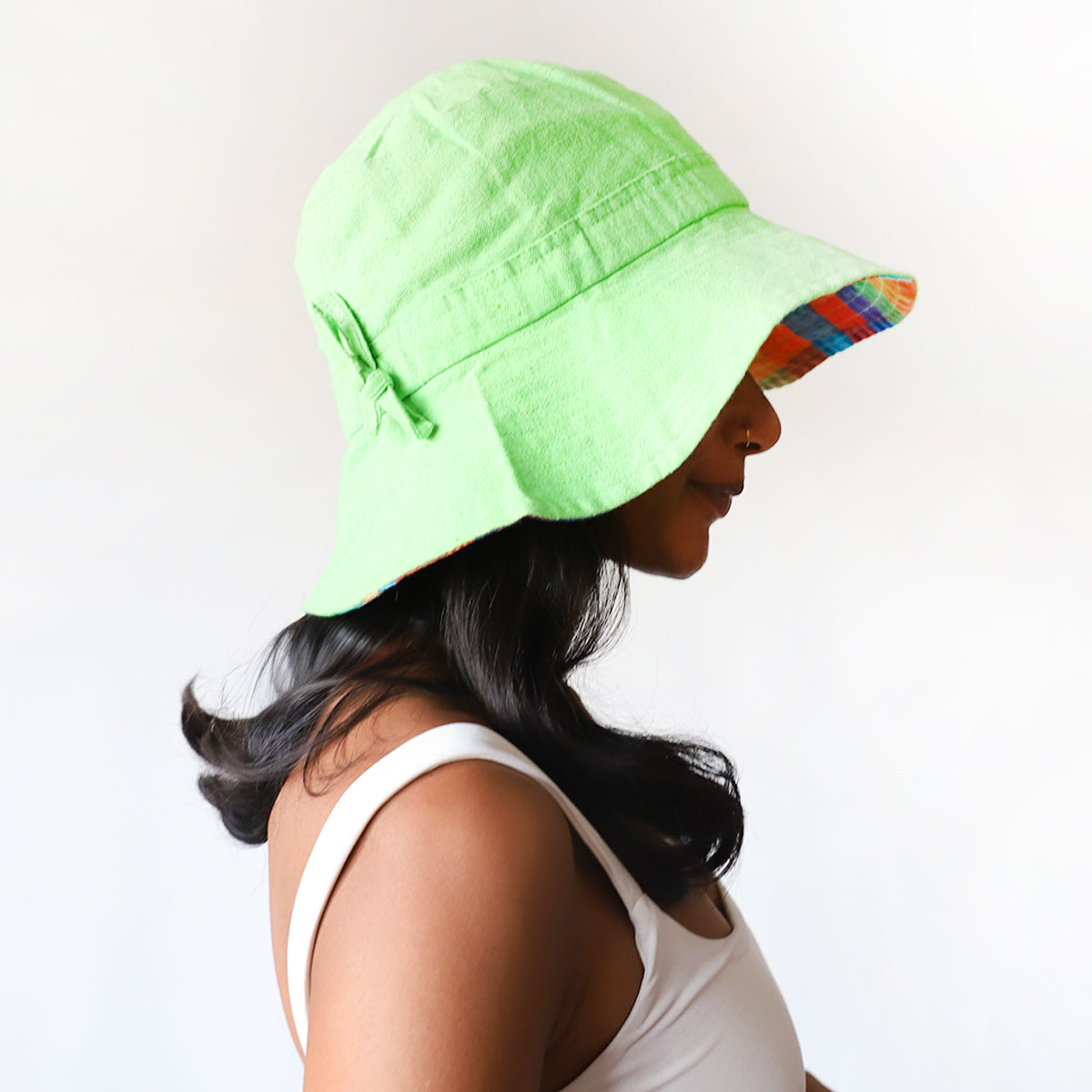 Lime Handloom Bucket Hat