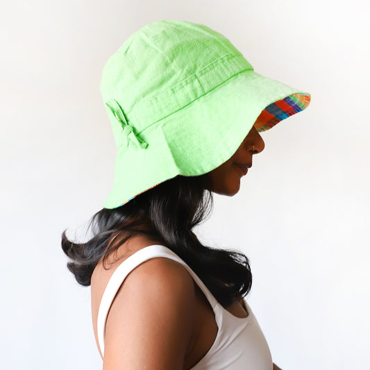 Lime Handloom Bucket Hat