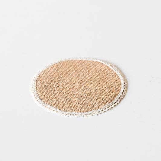 Lace Halo Round Burlap Coaster