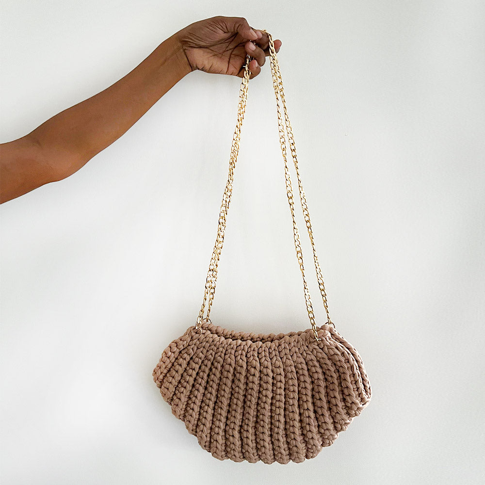 Beige Crotchet Bucket Bag
