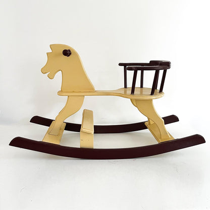 Two Toned Beige Wooden Rocking Horse