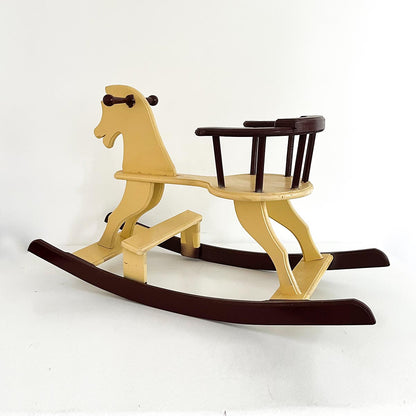 Two Toned Beige Wooden Rocking Horse