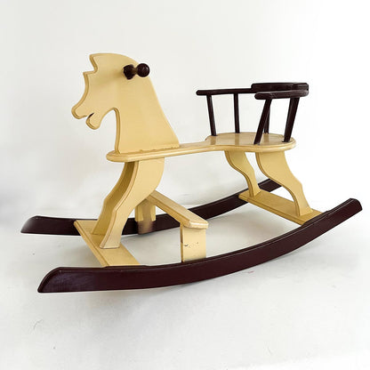 Two Toned Beige Wooden Rocking Horse