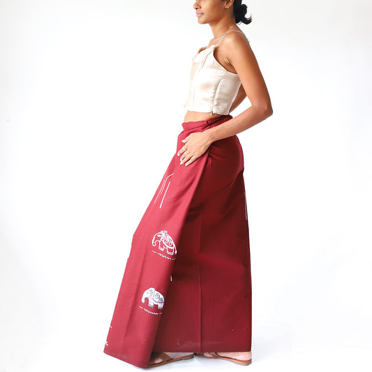 Deep Red Elephant Sarong