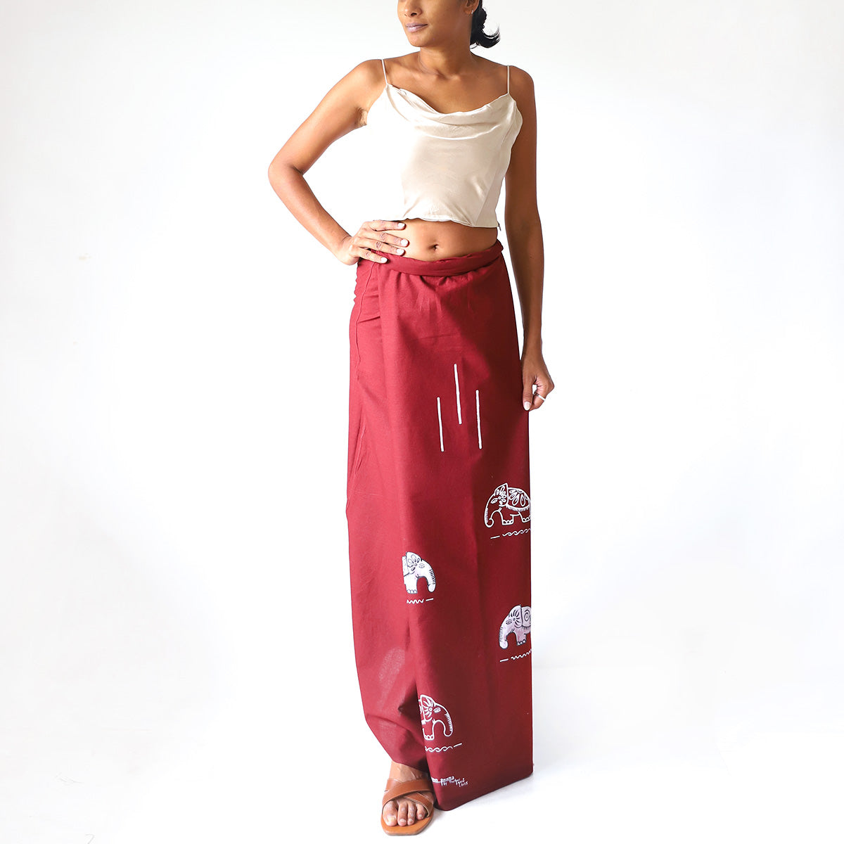 Deep Red Elephant Sarong