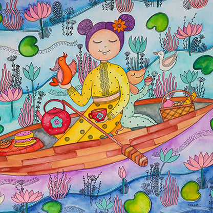 Lotus Boat Dream Painting