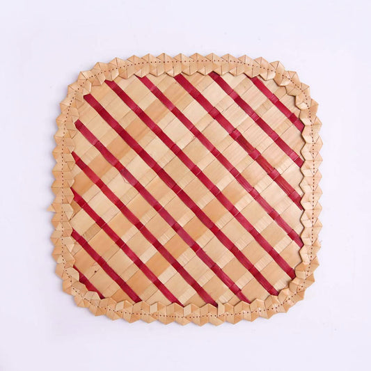 Maroon Striped Palmyra Table Mat