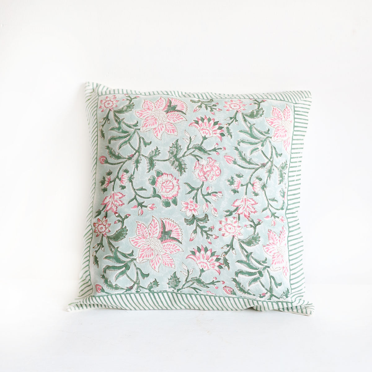 Spring Meadow Block Printed Cushion Cover
